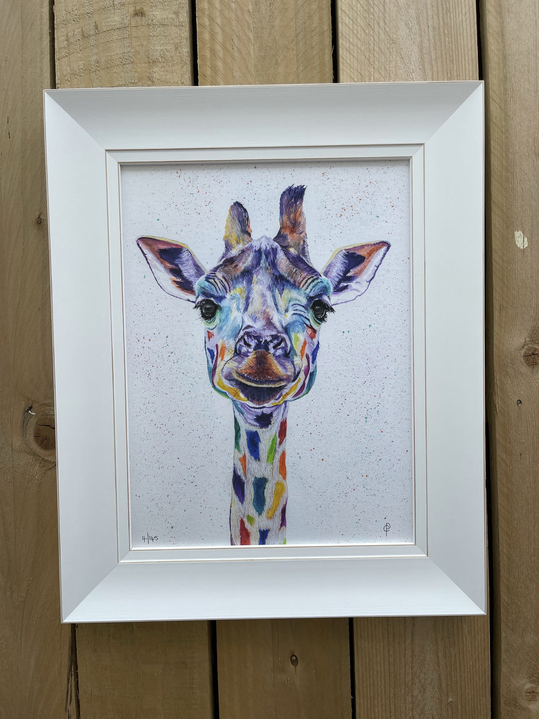 Rainbow Giraffe Limited Edition Signed Framed Print By Christine Purdy - TheArtistsQuarter